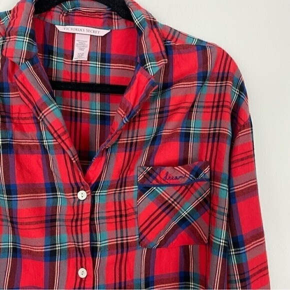 VS VICTORIA’S SECRET Red Plaid Pajamas Set Holiday Christmas Cozy Size Small - Picture 7 of 9